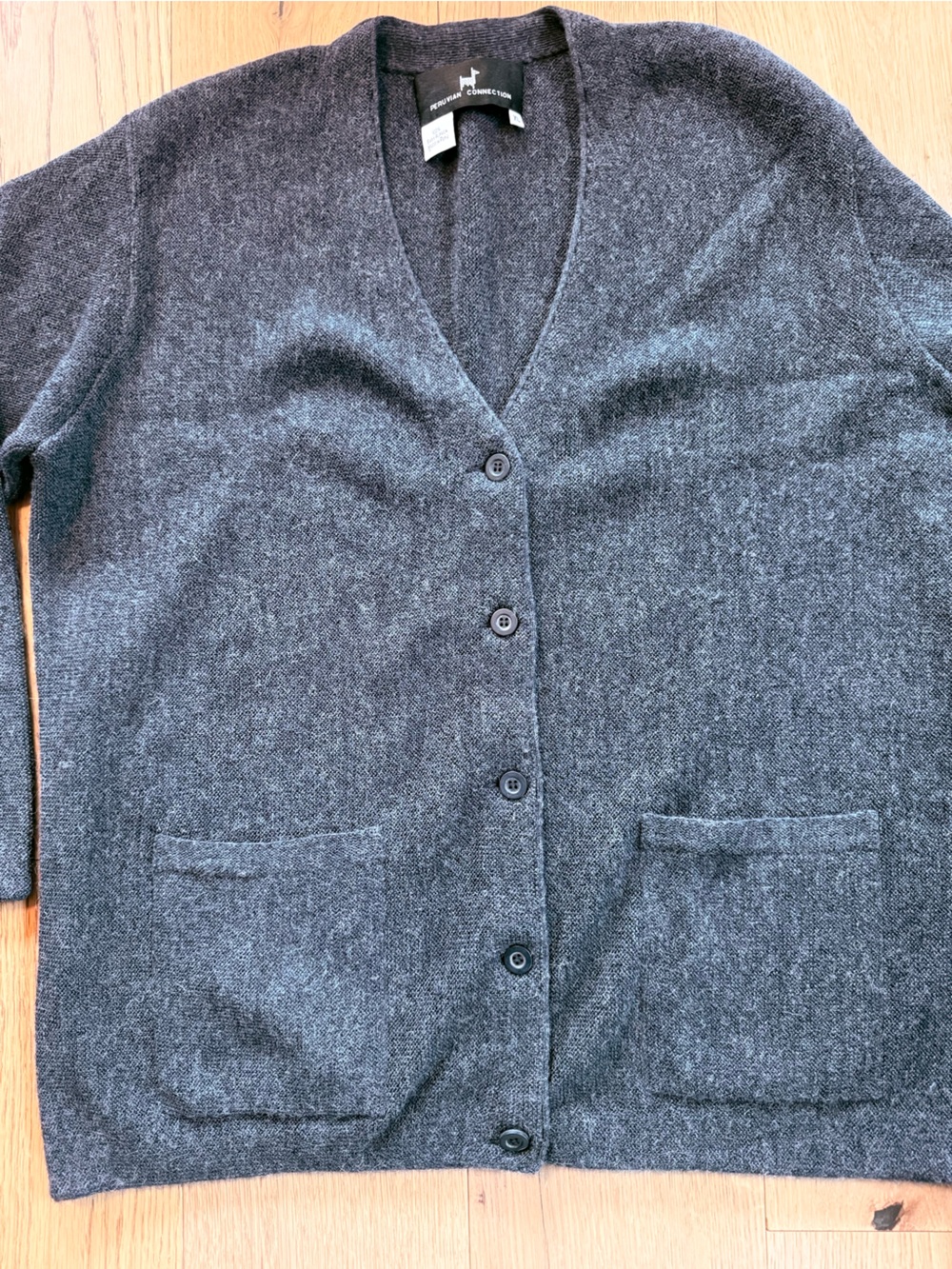 Peruvian Connection Dark Gray Alpaca Knit Sweater XL